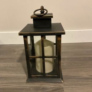 Brushed Bronze Lantern With Flameless Candle